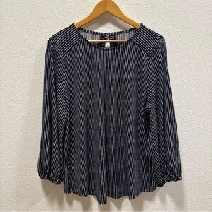 Adrianna Papell Navy Striped Blouse